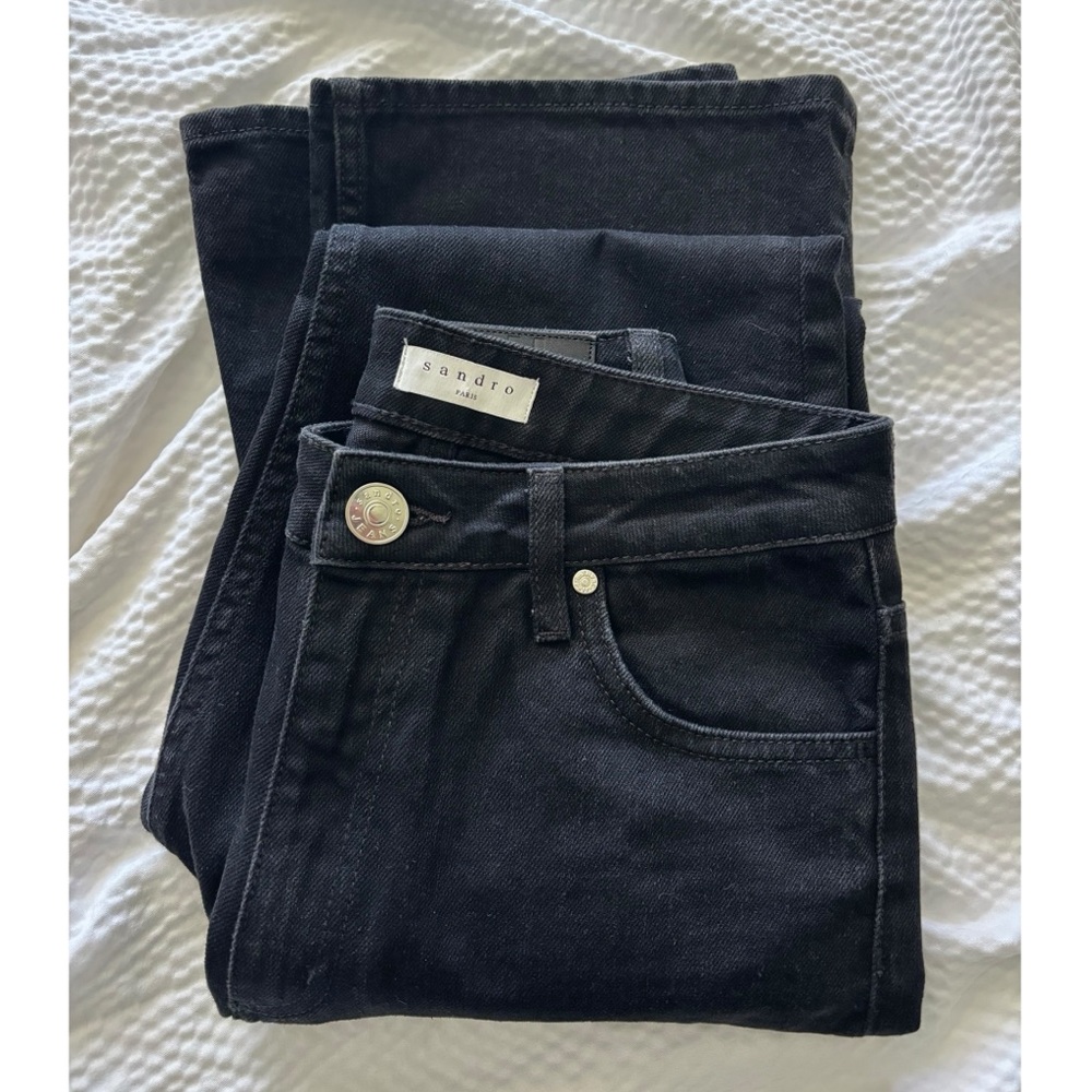 SANDRO High Rise Cropped Flare Jeans